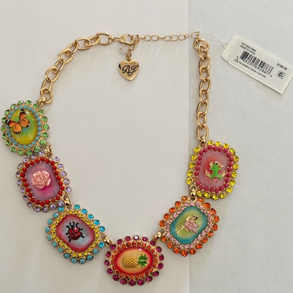 Betsey Johnson Backyard Stone Bib Collar Necklace, Ladybug & Pineapple Earrings - Picture 8 of 9
